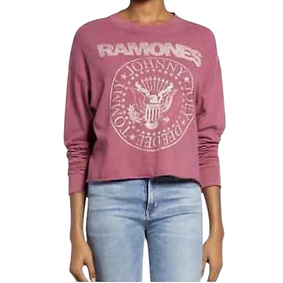 Daydreamer Ramones Crop Long Sleeve Graphic Tee size L - Picture 1 of 11